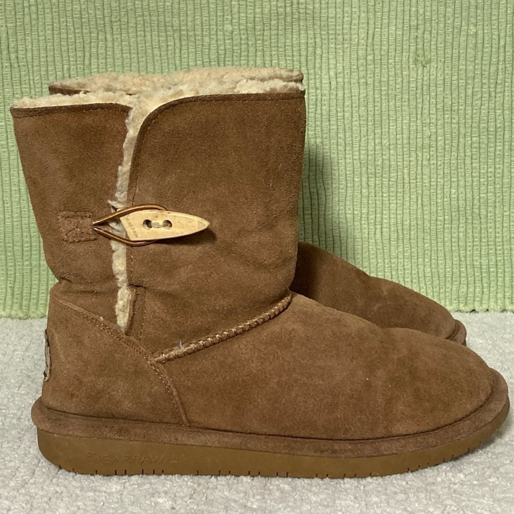 Bearpaw Abigail Suede/Sheepskin/Wool Lining Brown Youth Boots Size US 4